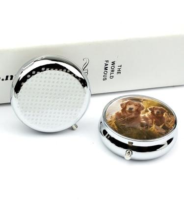 Travel Pill Box with Golden Retrievers | 3 Compartment Portable Medicine Organizer | Perfect for Purse & Pocket - Buy Online on GoSupps.com