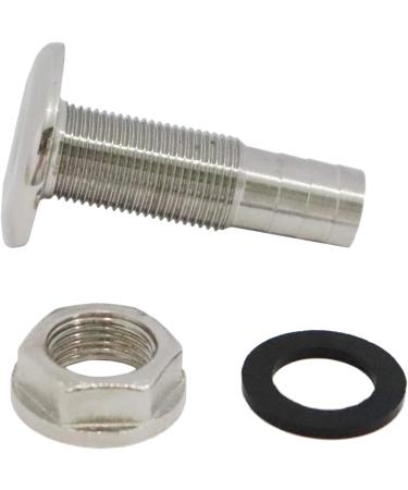 NRC&XRC Marine Grade Stainless Steel Barbed Short Straight Thru-Hull 1/2 ID with Nut & Custom Gasket for Boat - Buy Online on GoSupps.com
