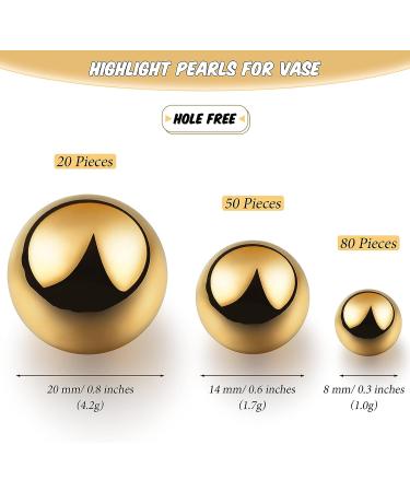 Junkin 150-Piece Gold Faux Pearl Vase Filler for Home Party Wedding Decor - Round Pearls in Mixed Sizes - No Hole Gloss Makeup Beads - 8/14/20 mm - Buy Online on GoSupps.com