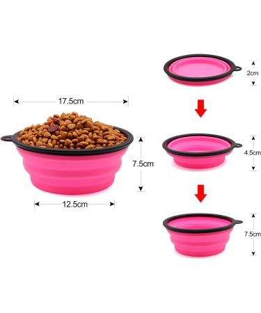 Slson Foldable Travel Dog Bowls - 2 Pack (1000ml) with Carabiners for Dogs & Cats - Safe Portable Pet Feeding & Water Bowls in Orange & Pink - Buy Online on GoSupps.com