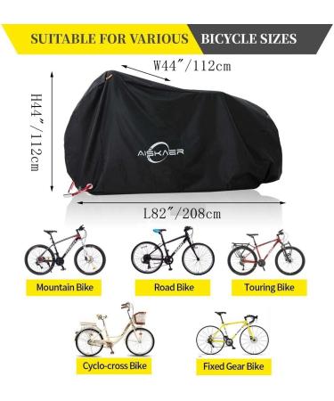 Aiskaer 29er Bike Cover with Lock Hole | Waterproof & Anti-UV Heavy Duty Ripstop | Reflective Safety Loops for Mountain Road Electric Bike Motorcycle | Outdoor Storage 210D Black - Buy Online on GoSupps.com