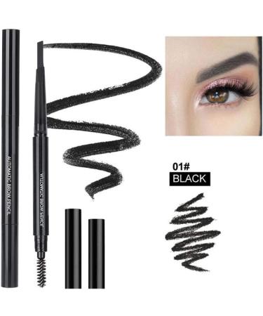 5 Colors Professional Eyebrow Pen Long Lasting Waterproof Triangular Tip Dual-use Automatic Rotating Eyebrow Pencil with Brush for Eyebrow Makeup Cosmetic(Black) - Buy Online on GoSupps.com
