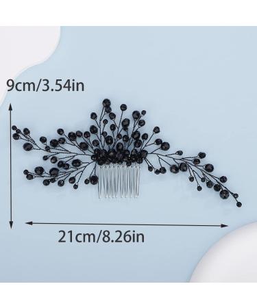 Kercisbeauty Black Beads Long Hair Comb - Gothic Wedding Hair Accessories for Brides & Girls | Handmade Jewelry - Buy Online on GoSupps.com