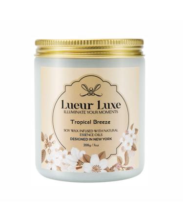 Tropical Breeze Scented Soy Wax Candle - 7oz | Aromatherapy Infused with Natural Essential Oils | Relaxing Home Fragrance