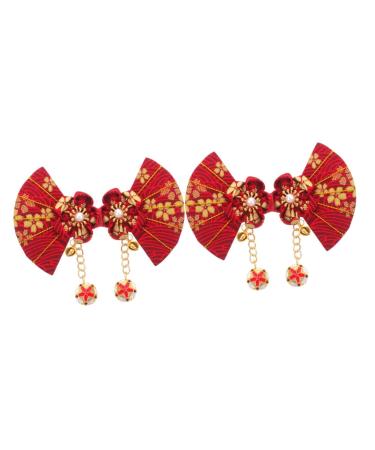 minkissy 2 Pairs flower design hair clips kimono cute sector Cherry blossoms Accessories hairpin Costume clothing kids hair accessories kids barrettes for hair Japan accessories