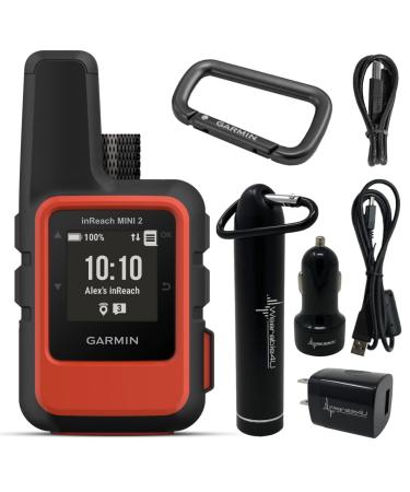 Garmin inReach Mini 2 Satellite Communicator (Flame Red) with Wearable4U Power Pack Bundle InReach Mini 2 Orange +Power Pack