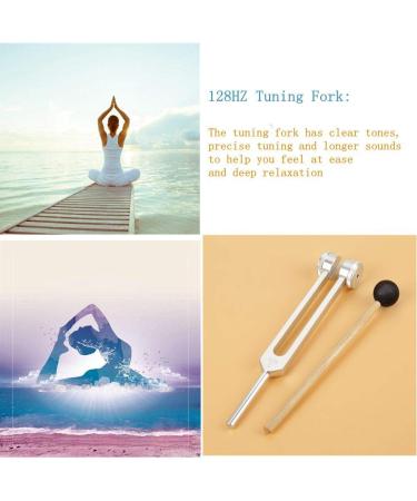128HZ Tuning Fork with Fixed Weights & Chakra Hammer for Sound Massage | Aluminium Alloy Diagnostic Ear Sensorial Tuning Fork - Silver - Buy Online on GoSupps.com