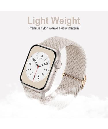 Adjustable Braided Solo Loop Apple Watch Band 38mm/40mm/41mm - Starlight/Pink | Elastic Sport Wristband for iWatch Series 8-1 SE - Buy Online on GoSupps.com