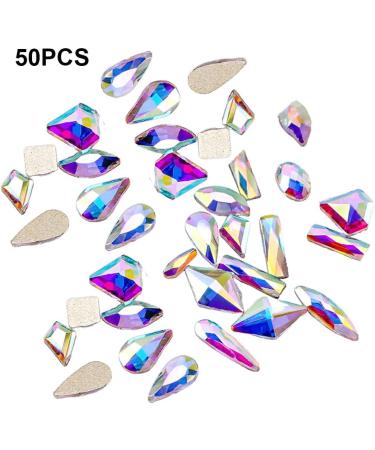dijiusidy 50 Pieces Glass Crystal Set Eye-catching Personalized Nail Art Rhinestones DIY Handcraft Manicure Accessories for Card Making White AB - Buy Online on GoSupps.com