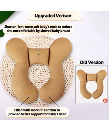 KAKIBLIN Baby Travel Pillow | Head & Neck Support for Car Seat and Pushchair | Brown | 0-1 Years Old - Buy Online on GoSupps.com