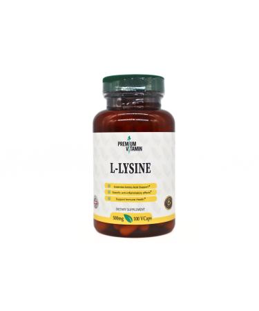 L-Lysine 500mg 100 Vegetable Cellulose Capsule Essential Amino Acid Dietary Supplement Gluten & Preservative-Free