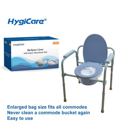 HygiCare Bedpan Liners with Super Absorbent Pads - 24 Count Universal Fit  Medical Grade Leakproof Liner for Bedpan and Bedside Commode  Toilet and Camping Waste Bag  Turn Liquids to Gel Reduce Odor - Buy Online on GoSupps.com