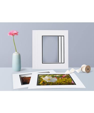 Golden State Art 11x14 Double Mats for 8x10 Photos Frames - White Over Black, Acid-Free (5 Pack) - Buy Online on GoSupps.com