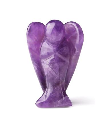 Enixwh angel figure gemstones 1.5in amethyst stone guardian angel figure healing crystals gemstones fishing rod polished statue flatterer lucky charm Reiki angel gifts for desk decoration