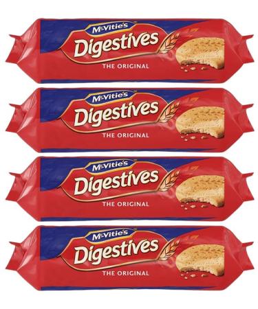 Mcvitie's Digestives Crunchy Wheat Biscuits Cookie - (4 Pack) England's Favourite. Best of British Biscuit Packed By Zuvo. Sweet, Wheat Taste, Crumbly Texture, And Renowned Suitability For Dunking, No Artificial Flavors or Colors - 400g