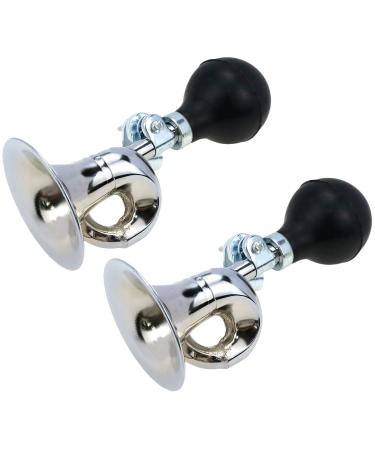 AUTUT 2 Pcs Bugle Horn Retro Clown Horn Kids Bike Horn Metal Air Horn with Squeeze Bulb for Bicycle, Golf Cart