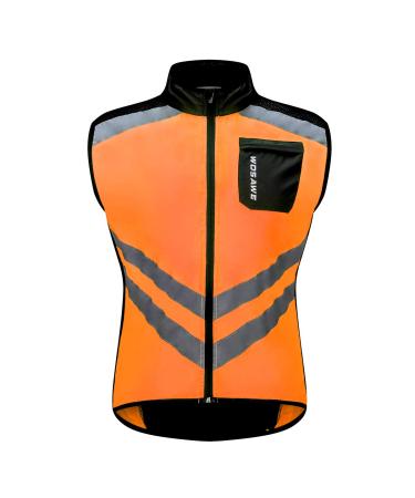 WOSAWE Men Women Cycling Vest Reflective Cycling Vest Windproof Breathable Sleeveless Jacket Running Vest M 08 Orange Vest