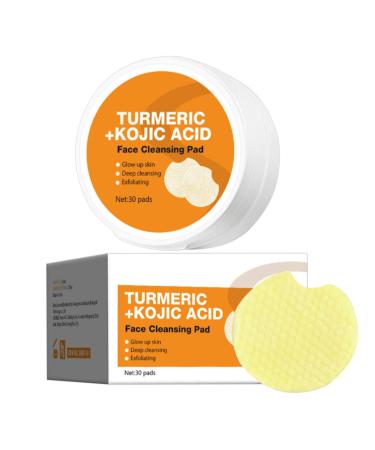 Turmeric Cleansing Pads 30 Pieces Turmeric Kojic Face Pads Turmeric Face Pads to Clear Clogged Pores Dark Spots and Dull Skin