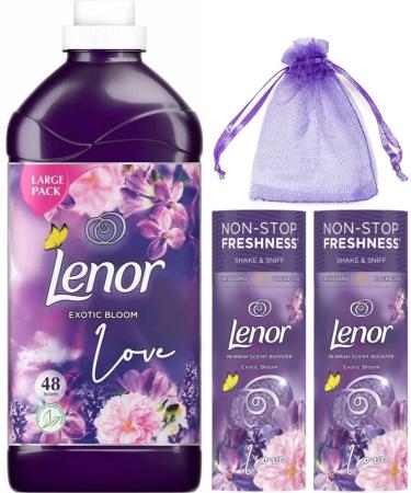 Lenor Exotic Bloom Scent Bundle Pack: Fabric Conditioner 48Washes 1.68L + in-Wash Scent Booster Beads 176gr 2Pk + Our Gift for You: Organza Bag Size: 9 x 7 x 0.1cm - Buy Online on GoSupps.com