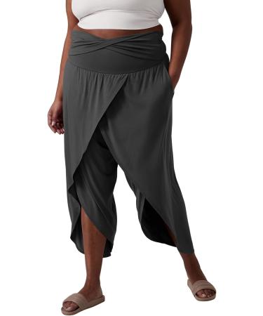 Women's High Waist Yoga Pants - Split Wide Leg Capri with Pocket - Dark Gray, XX-Large - Buy Online on GoSupps.com