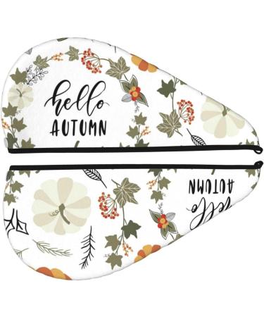 Autumn Pumpkins Leaves Wreath Microfiber Hair Towel - Super Absorbent Coral Velvet Wrap for Women | Quick Dry for Long Curly & Thick Hair - Buy Online on GoSupps.com