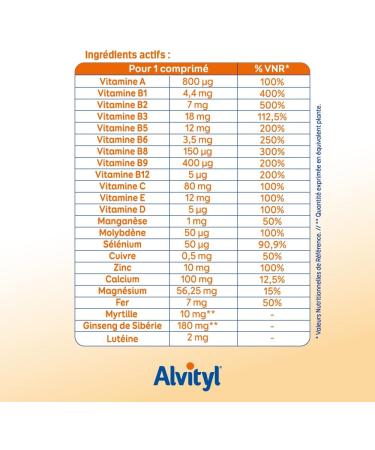 Alvityl - Vitality 50 + Effervescent tablets tropical taste - 12 vitamins 8 minerals 2 plants and lutein - From 50 years old - 30 effervescent tablets - Buy Online on GoSupps.com