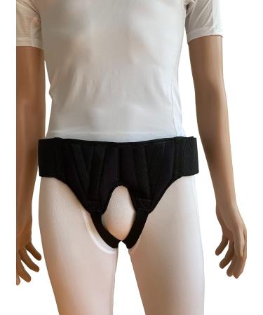 FLEXAMED Double Inguinal Hernia Groin Belt Black (M 32-36) - Medium Size - Buy Online on GoSupps.com