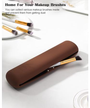 Shop Corneria Large Magnetic Makeup Brush Holder - Portable Organizer & Storage Box for Brushes - Perfect for Travel - Slim & Stylish Brown Design - Buy Online on GoSupps.com