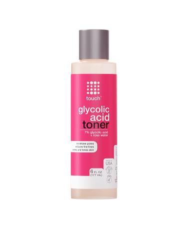 7% Glycolic Acid Toner with Rose Water  Witch Hazel  and Aloe Vera Gel   Alcohol & Oil Free Exfoliating Anti Aging AHA Face Toner   Improves Wrinkles  Dullness  Pores  Acne  Skin Tone & Texture  6 oz.