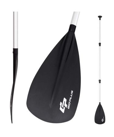 Goplus Adjustable Surf & SUP Paddle, 3-Piece Aluminum Alloy, Stand Up Paddleboard Paddles for Kayak Boat, Blcak 1-piece