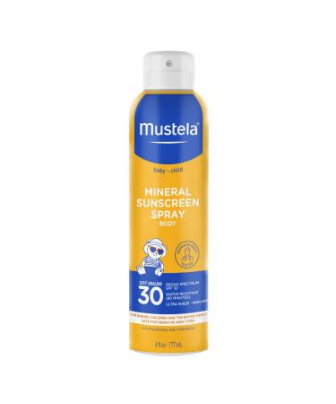 Mustela Baby Mineral Sunscreen Spray SPF 30 Broad Spectrum - Body Sun Spray for Sensitive Skin - Non-Nano, Water Resistant & Fragrance Free - 6 fl.oz.