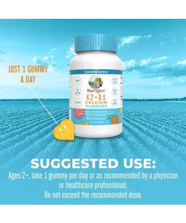 Vitamin K2 + D3 Calcium Gummies - Peach Mango & Apricot (60 Gummies) for Bone Health - Buy Online on GoSupps.com