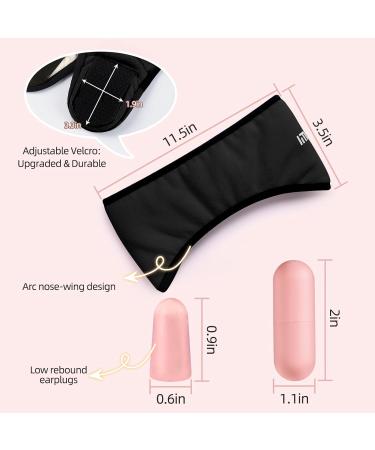 Comfortable 2-in-1 Sleep Mask & Earmuffs | Adjustable Eye Mask for Side Sleepers | Soft Eye Cover for Men & Women - Black - Buy Online on GoSupps.com