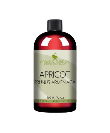 Apricot Kernel Oil - 100% Pure  Organic  Cold Pressed  Unrefined  Raw - Bitter Scent  Therapetutic Premium Grade A Kernal - Perfect for Massage  Skin  Hair & Body Care 16 OZ Quart Bulk