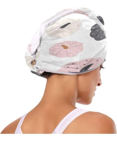 Doodle Cute Pumpkin Pattern Dry Hair Cap & Towel Set - 2 Piece Quick Drying Super Absorbent & Soft Headband - Buy Online on GoSupps.com