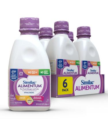 Similac Alimentum with 2'-FL HMO Hypoallergenic Infant Formula, for Food Allergies and Colic, Suitable for Lactose Sensitivity, Ready-to-Feed Baby Formula, 32-oz Bottle (Case of 6)