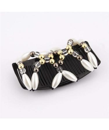Beads Hair Combs Magic Elastic Hair Clips Stretchy Hair Comb Double Clips for Women Girls Hair Accessory - Buy Online on GoSupps.com