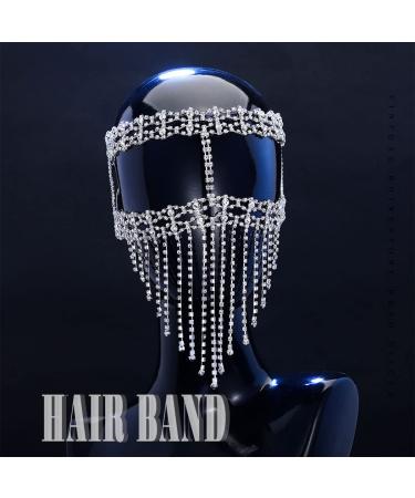 Vintage Rhinestone Wedding Head Chain for Bride | Silver Unique Hair Jewelry for Party, Festival, Prom - Buy Online on GoSupps.com