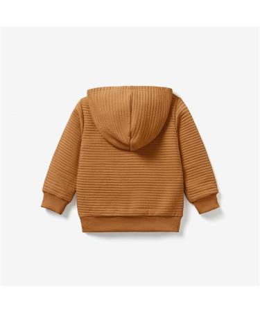 PatPat Toddler Hoodie | Boy Girl Solid Color Textured Sweatshirt | 3-4 Years Brown - Buy Online on GoSupps.com
