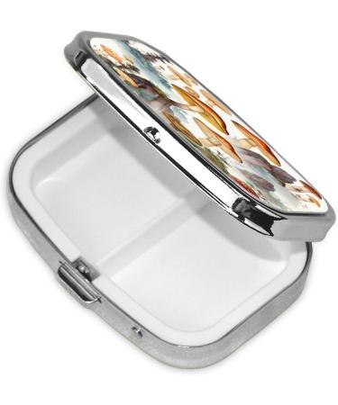Japanese Mushroom Painting Pill Case | Cute 2 Compartment Travel Organizer | Small Pill Box for Purse & Gifts - Buy Online on GoSupps.com