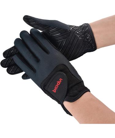Turbovera Professional Riding Gloves | Imitation Leather Equestrian & Cycling Gloves for Women & Boys | Black S/M - Summer Gear - Buy Online on GoSupps.com