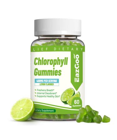 EAZGOO Chlorophyll Gummies for Body Odor Deodorant* Sugar Free Chewable Chlorophyll for Immune Support Women Vegan 60 Count (Lemon)