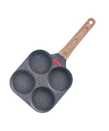 TREGOO Pan Egg Frying Pan Multifunction Hamburger Steak Non Stick Pan Wooden Handle Cooking Pan Cooking Utensils Orange