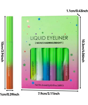 Liquid eyeliner matte color concealer pen Colored Neon Liquid Eyeliners Pen 8x | Long-lasting vibrant bright-colored eye makeup for women - Buy Online on GoSupps.com