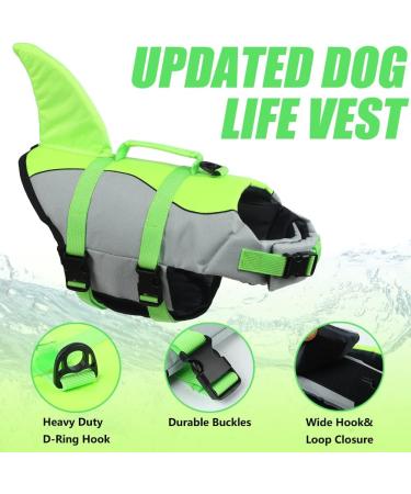 Emust Dog Life Jacket - Adjustable Size for Small Medium & Large Dogs | Water Safety Vest with Rescue Handle for Swimming & Beach - Green - Buy Online on GoSupps.com