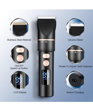Professional LCD Hair Clippers - Cordless Rechargeable Trimmer for Barbers - Adjustable USB Electric Hair Cutting Kit - Buy Online on GoSupps.com