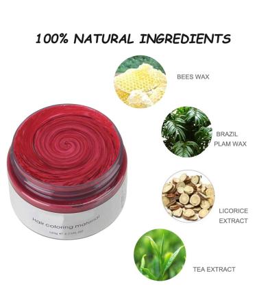 Temporary Hair Wax Color - Washable Hairstyle Dye for Men & Women | Natural Ingredients - 120g Red - Buy Online on GoSupps.com
