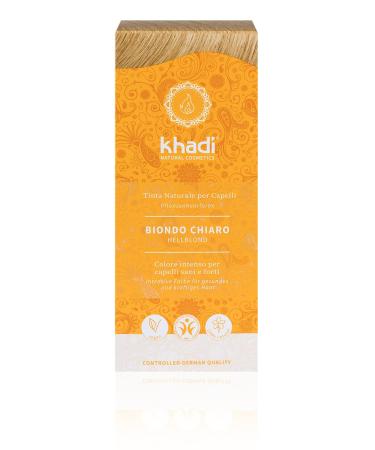 Khadi Hellblond plant hair color hair color for fresh radiant wheat blonde to warm golden honey blonde natural hair color 100% vegetable natural & vegan natural cosmetics 100g light blonde 100 g (1 Pack) - Buy Online on GoSupps.com