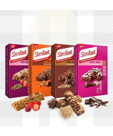 AETN Slim Fast Bundle 16x60g Meal Bars - Choc Chip Orange, Rocky Road, Very Berry | High Protein & Fibre for Weight Loss + Fridge Magnet - Buy Online on GoSupps.com