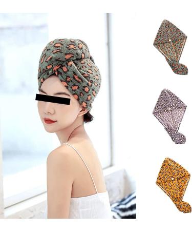 Seloobant Leopard Print Microfiber Towel Set - Super Absorbent Quick Dry Hair Towels (3 Pack) for Ultimate Hair Care - Buy Online on GoSupps.com
